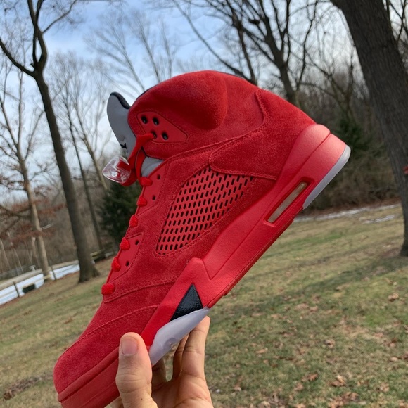 Red Suede Air Jordan 5s | Poshmark